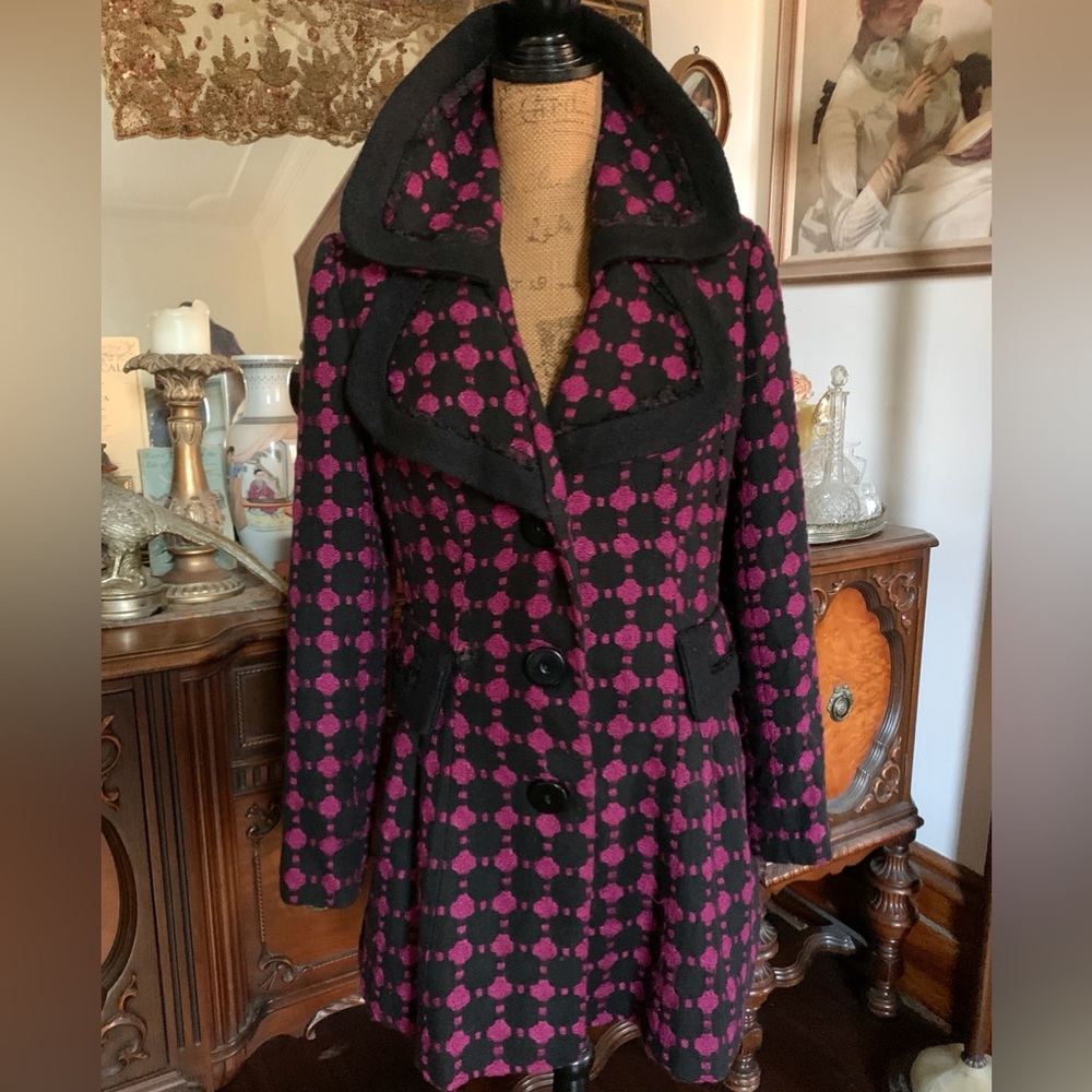 Vintage French-inspired Victorian-inspired Boho Hippie Wool-Mix Tweed Coat